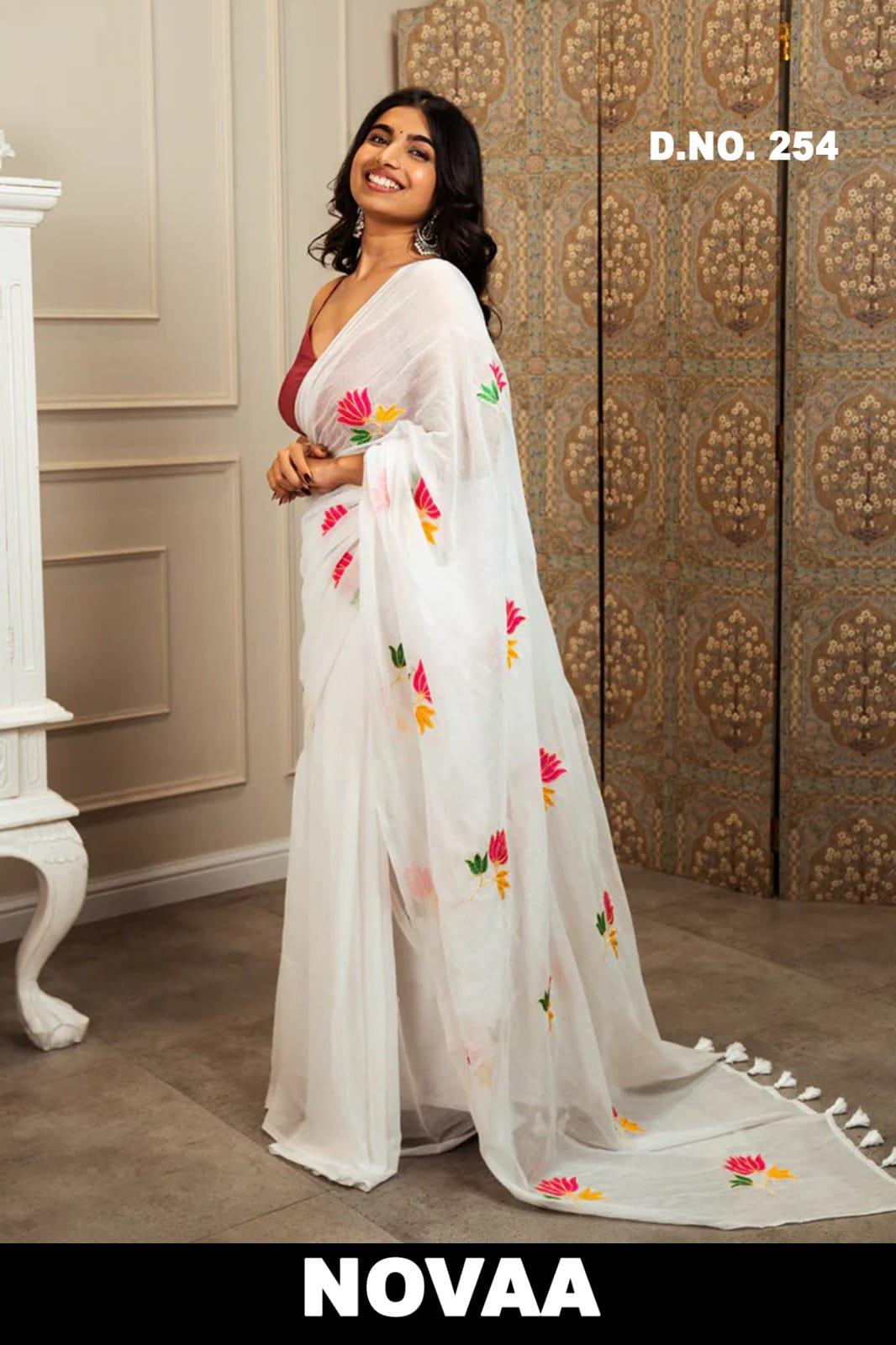 Linen Digital Print Saree - Design 3
