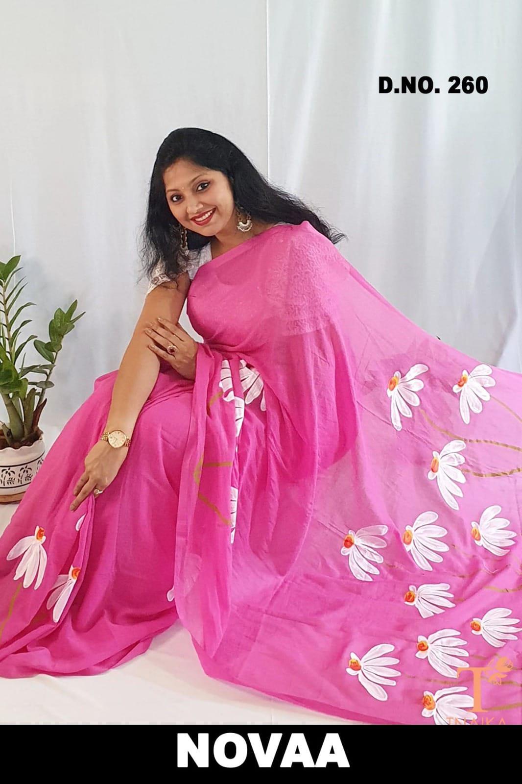 Linen Digital Print Saree - Design 4