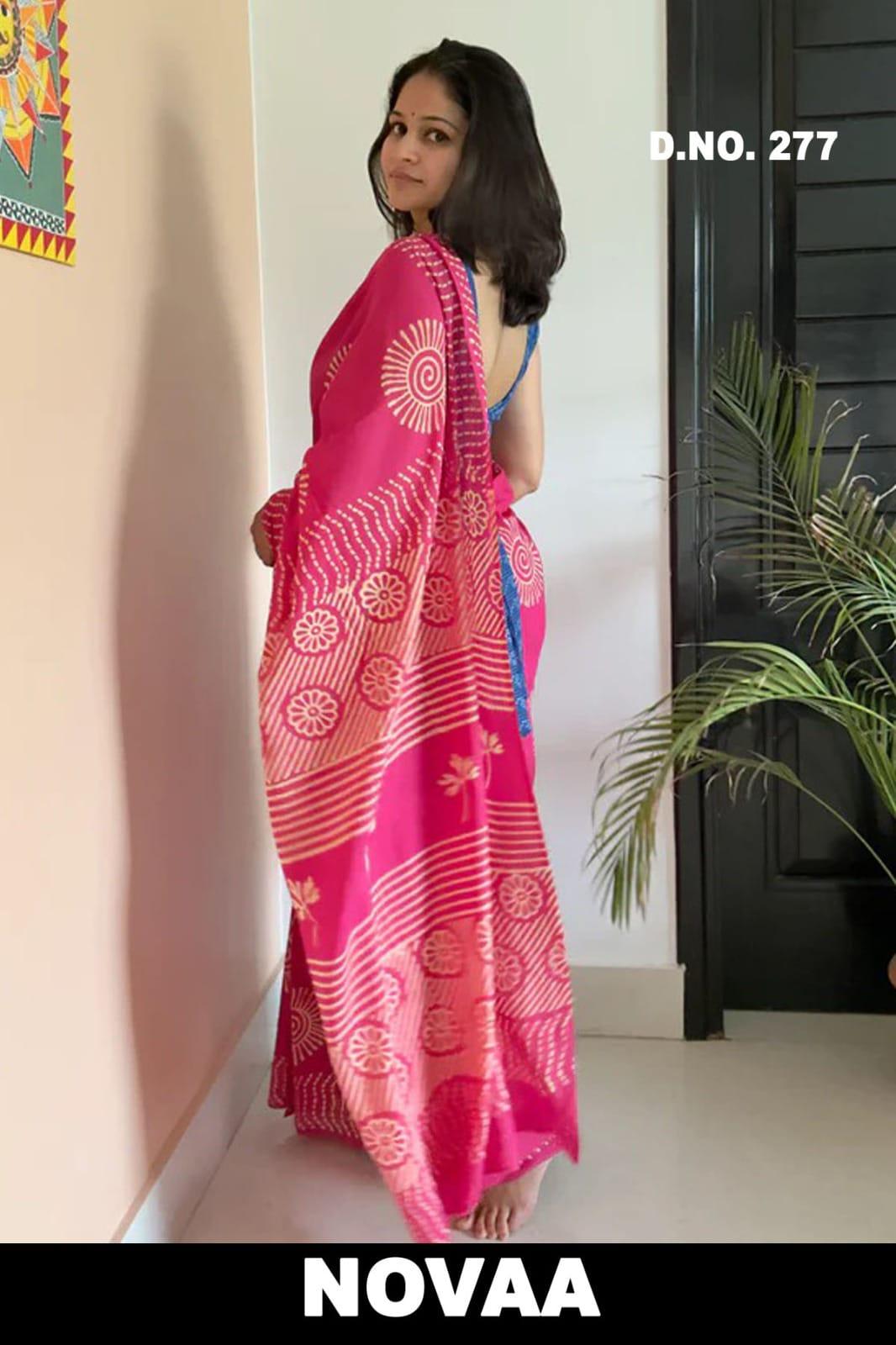 Linen Digital Print Saree - Design 8