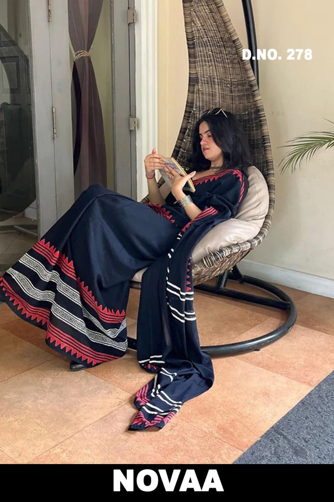 Linen Digital Print Saree - Design 9