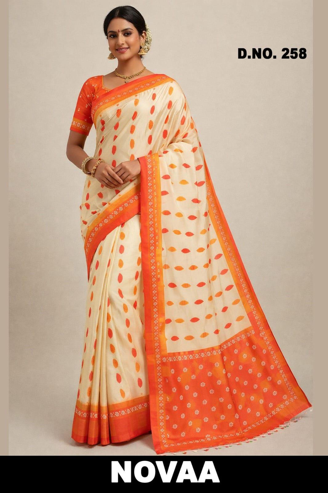 Linen Digital Print Saree - Design 19