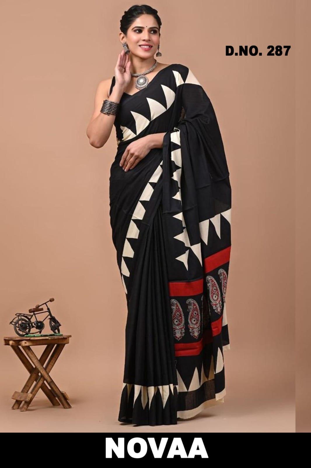 Linen Digital Print Saree - Design 24