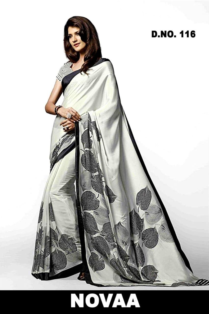 Linen Digital Print Saree - Design 41