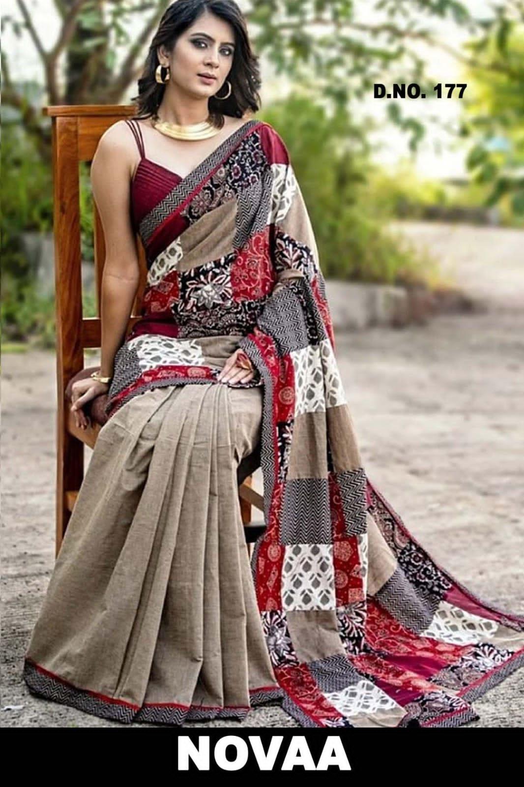 Linen Digital Print Saree - Design 46