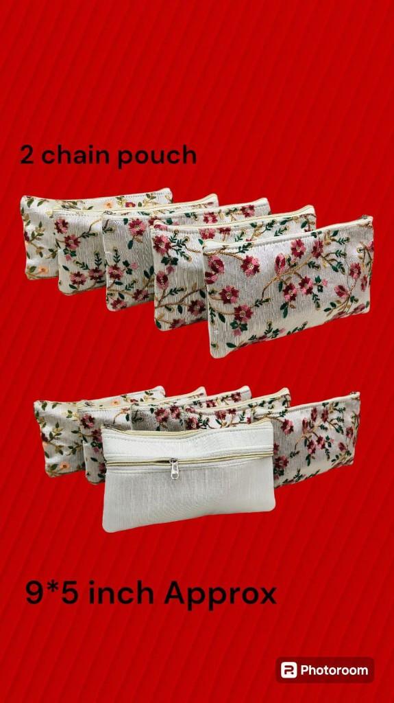 Floral 2-Chain Zip Pouch (9×5 inch)