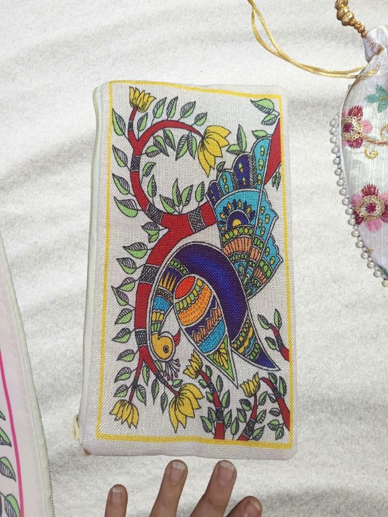 Peacock Folk Art Vertical Zip Pouch