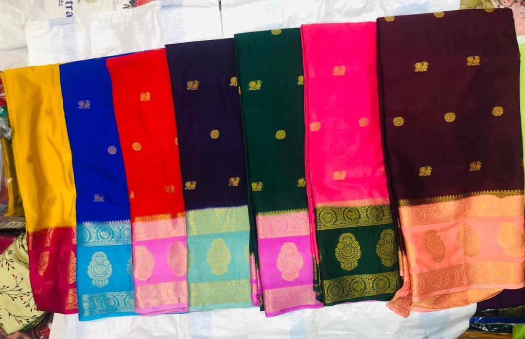 Mysore Crepe Saree with Gold Zari Border — Design 4 — photo 3 of 3