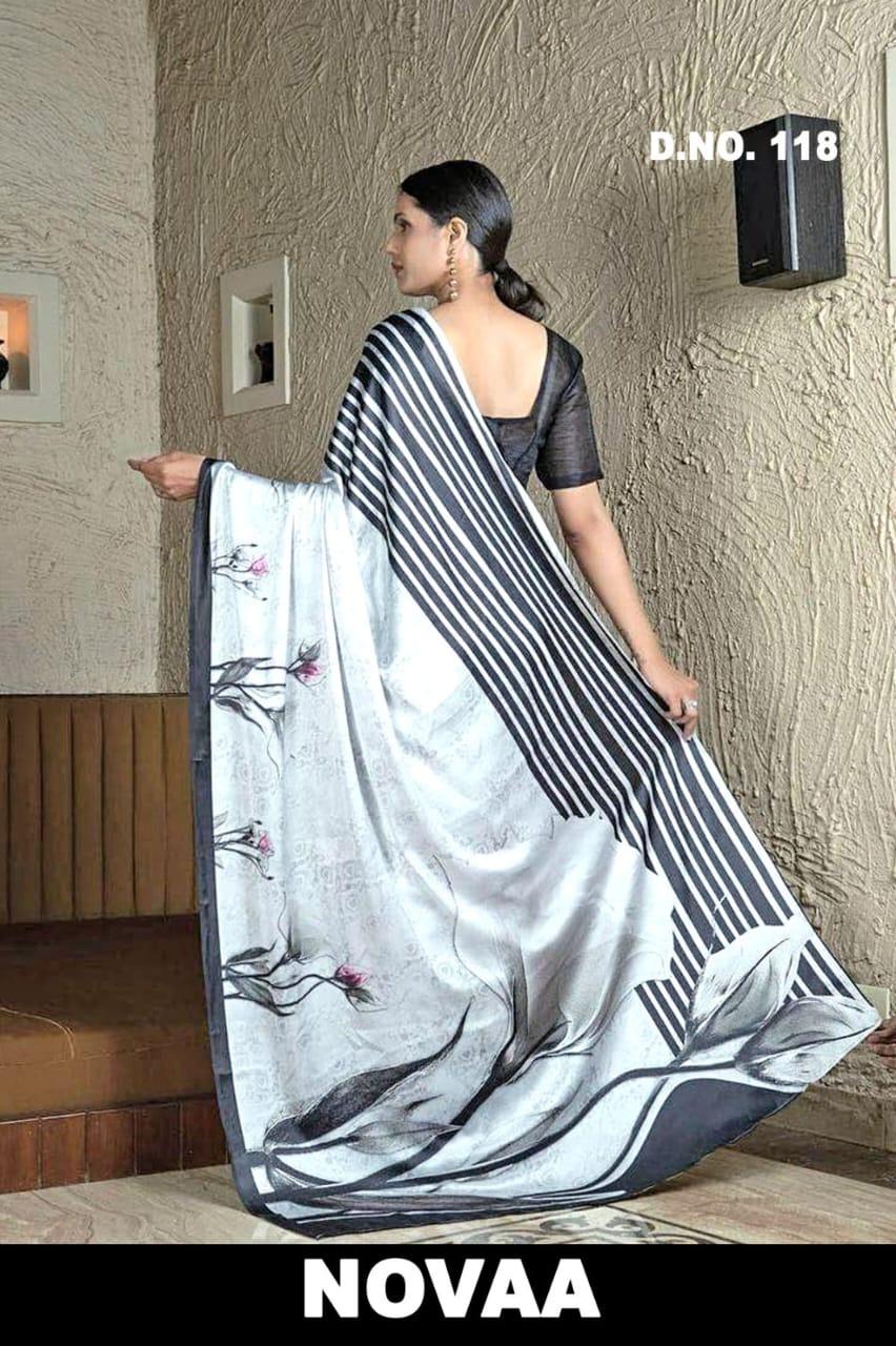 Linen Digital Print Saree - Design 44