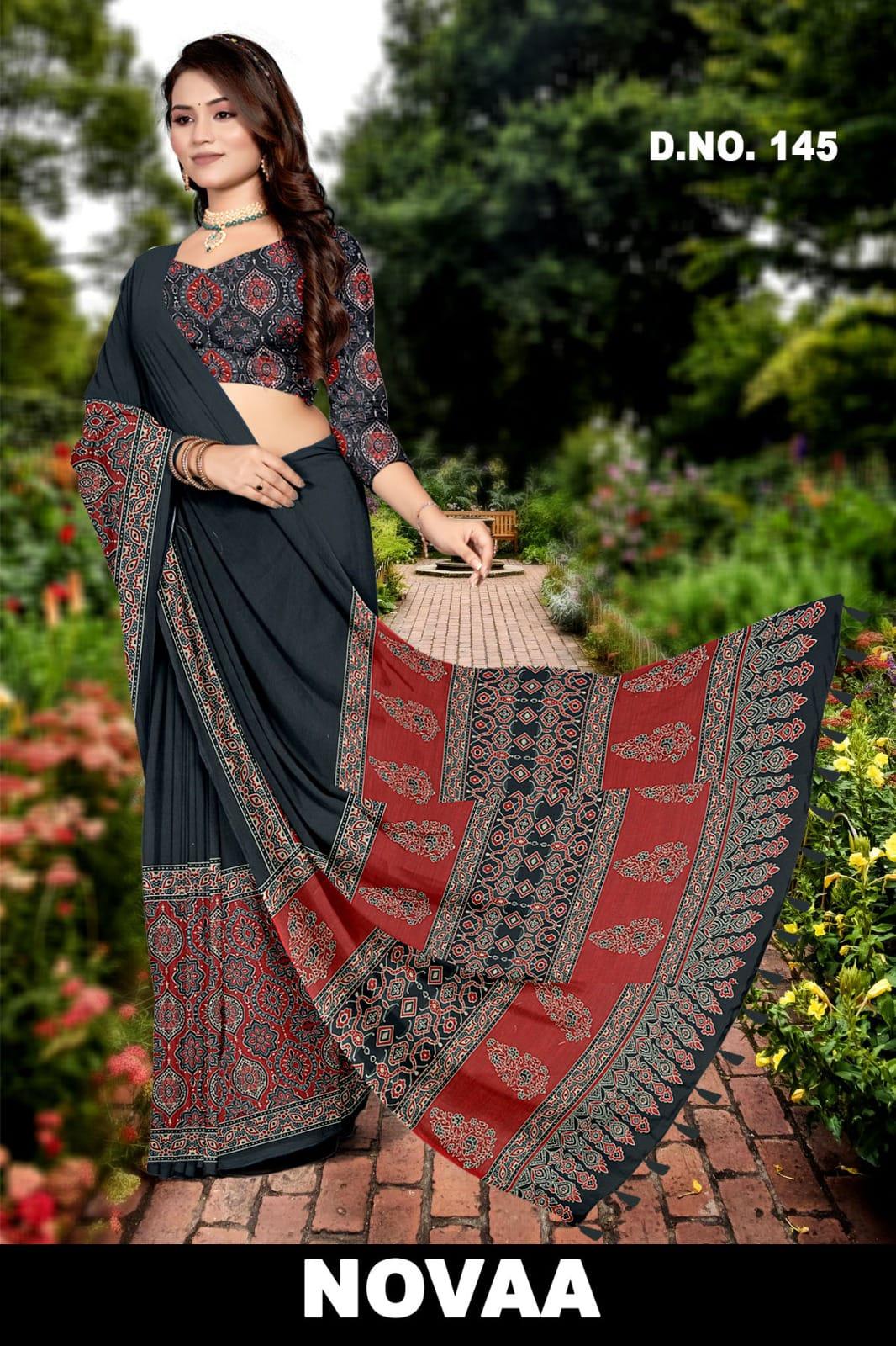 Linen Digital Print Saree - Design 49