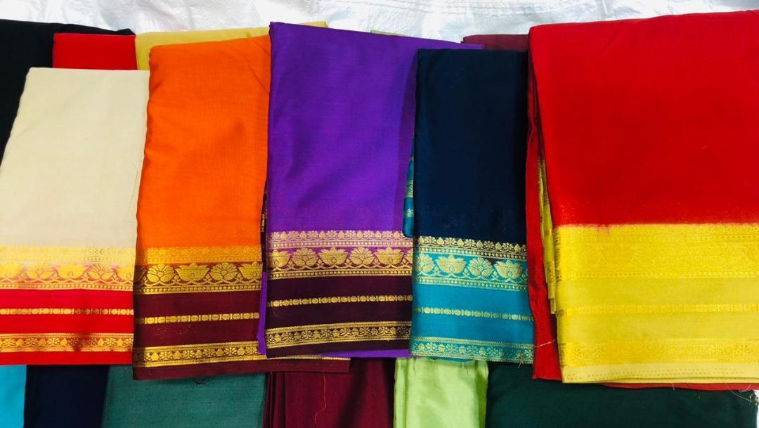 Mysore Crepe Saree with Gold Zari Border — Design 3 — photo 1 of 2