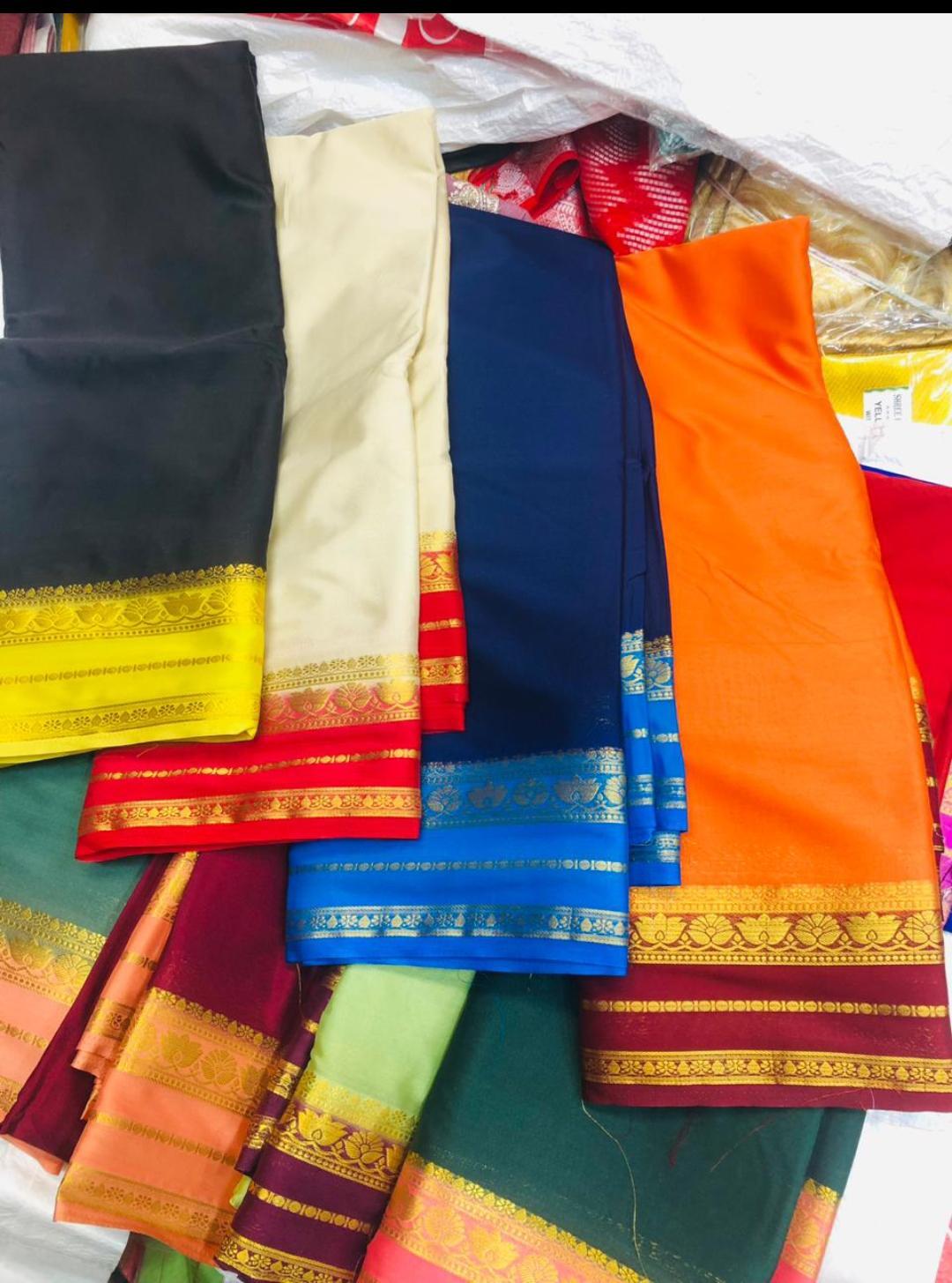 Mysore Crepe Saree with Gold Zari Border — Design 3 — photo 2 of 2